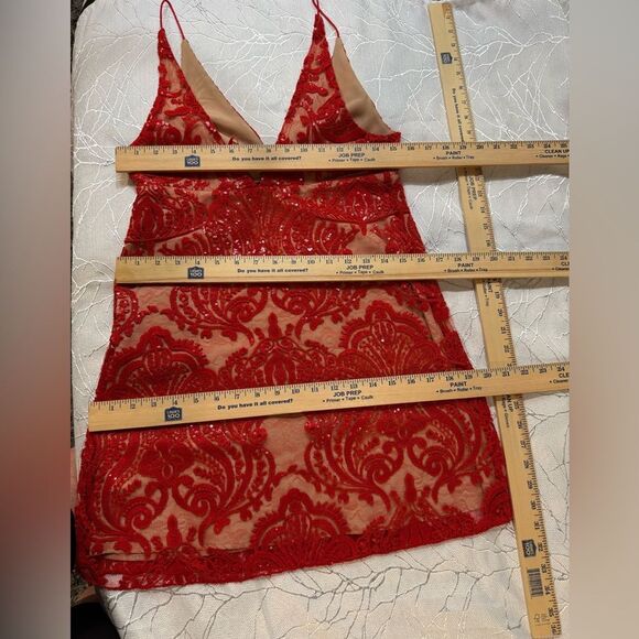 Free People Unique Sexy V Neck Lace Mini Party Dress SZ 4 - Picture 7 of 10